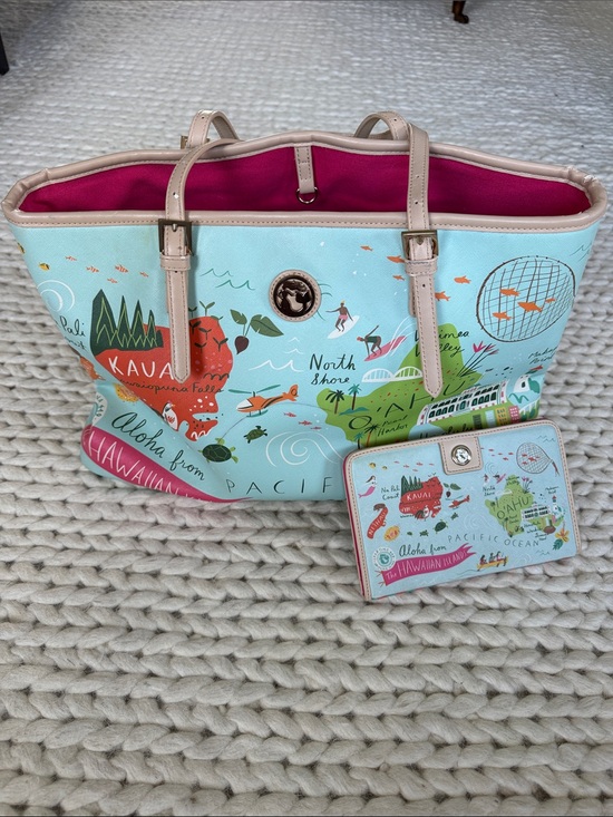 Spartina 449 Handbags - Spartina 449 Hawaii Large Tote & Matching Wallet Set Coastal Beach Bag